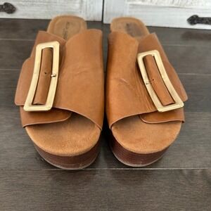 Kelsi Dagger Womens Brooklyn Dover Platform Slide Sandal Chunky Boho Brown 8.5